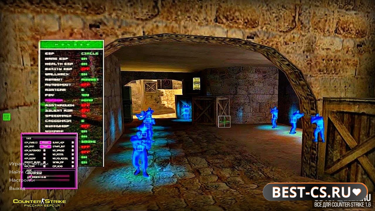 Скриншот CS 1.6 с чит-меню